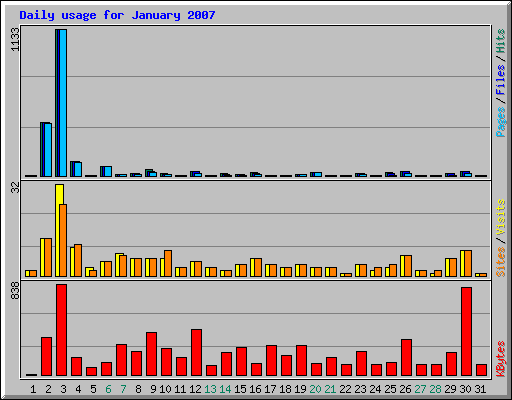 Daily usage for January 2007
