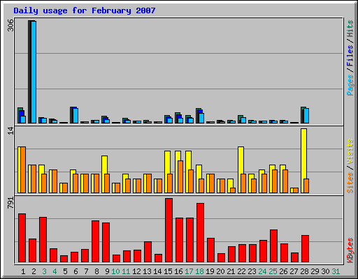 Daily usage for February 2007
