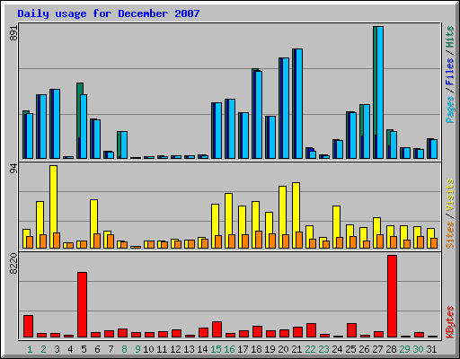 Daily usage for December 2007