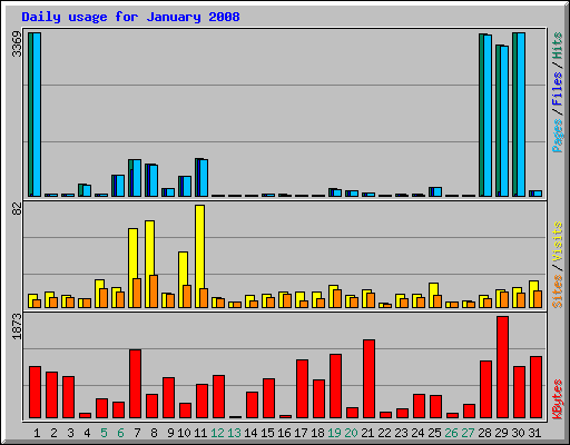 Daily usage for January 2008