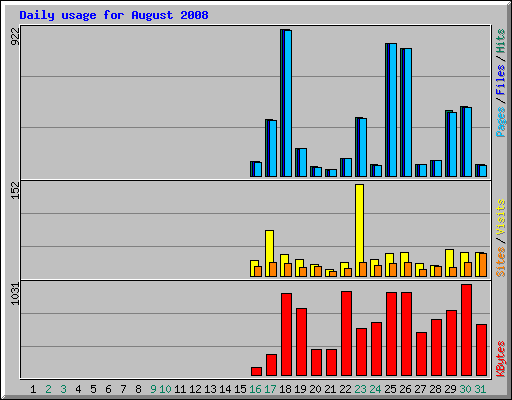 Daily usage for August 2008