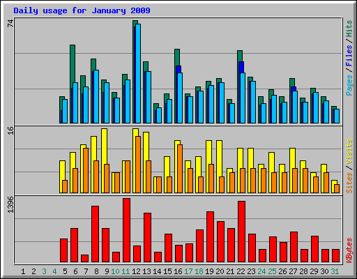 Daily usage for January 2009