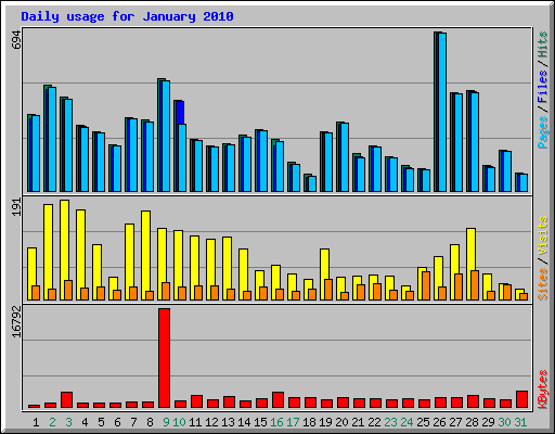 Daily usage for January 2010
