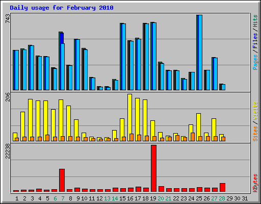 Daily usage for February 2010