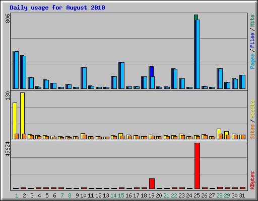 Daily usage for August 2010