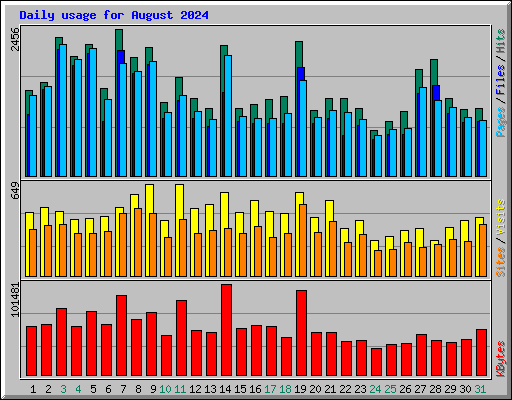 Daily usage for August 2024