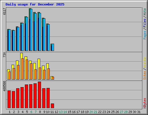 Daily usage for December 2025