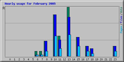 Hourly usage for February 2005