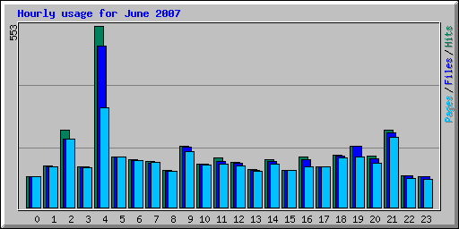 Hourly usage for June 2007
