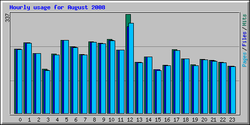 Hourly usage for August 2008
