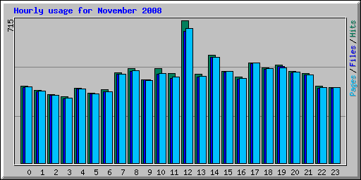 Hourly usage for November 2008