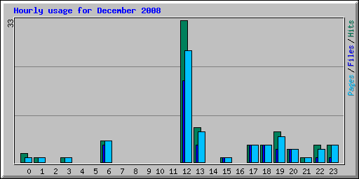 Hourly usage for December 2008